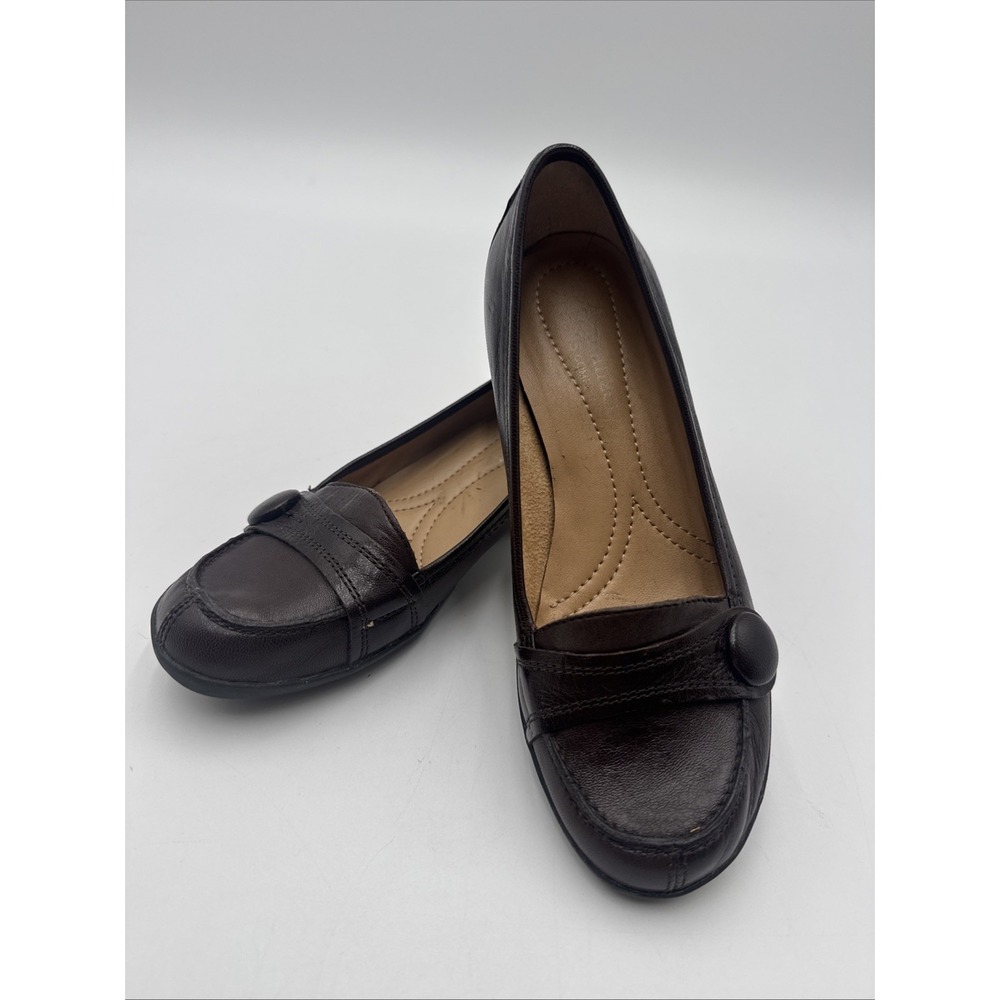 Naturalizer Dark Brown Leather Upper Slip on Shoes 4.5M Mary Jane Kalhouse N5
